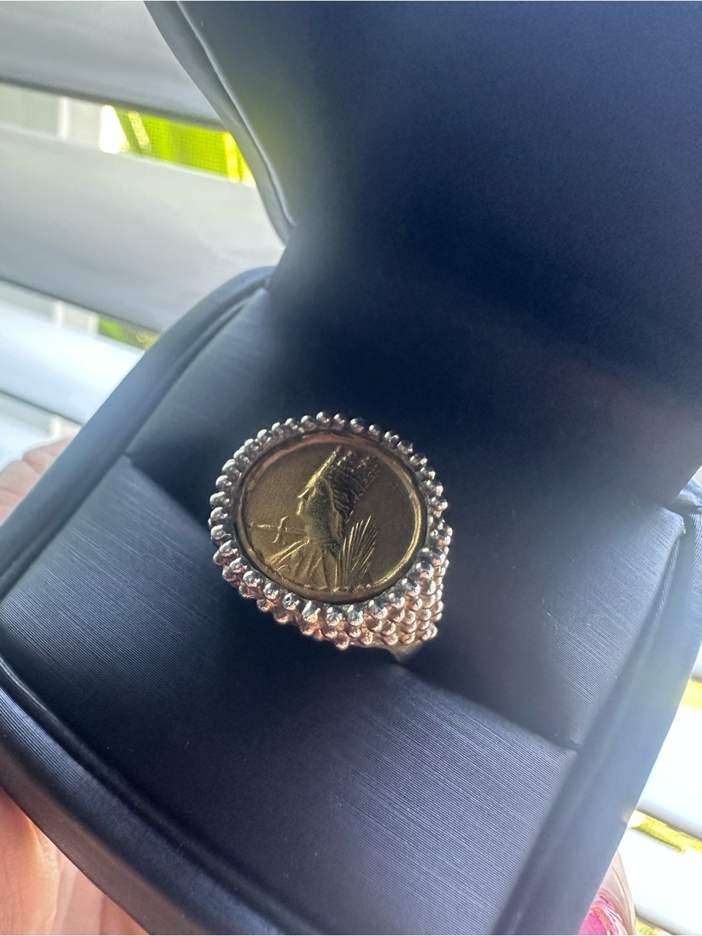 Gorgeous 18k buttery Yellow Gold and Silver signet ring. Hand made in Italy!